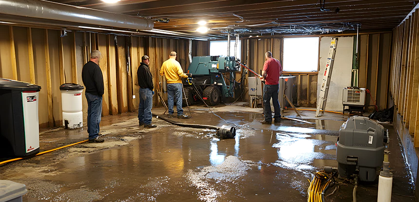Cleaning Sewage From Basement Floor in Talking Rock